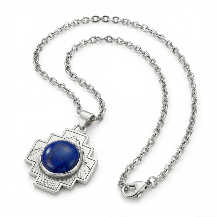 Lapis chakana pendant by Arosia Peru