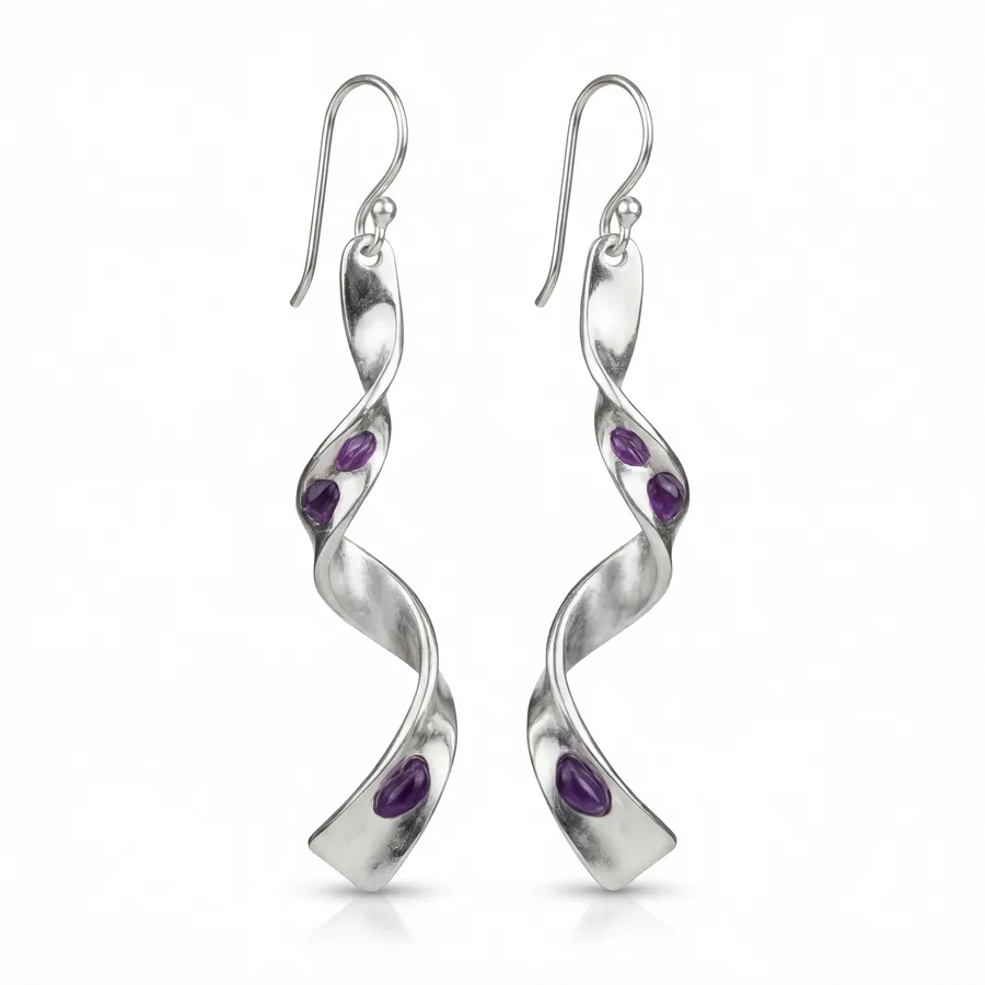 Spiral amethyst earrings by Arosia Peru