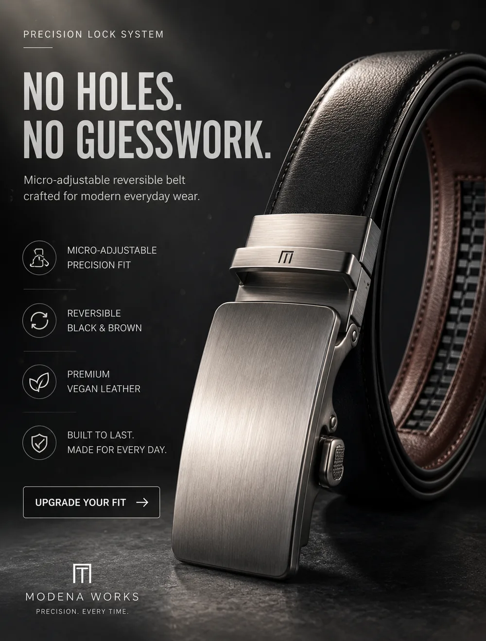No holes. No guesswork. — Modena Works ad