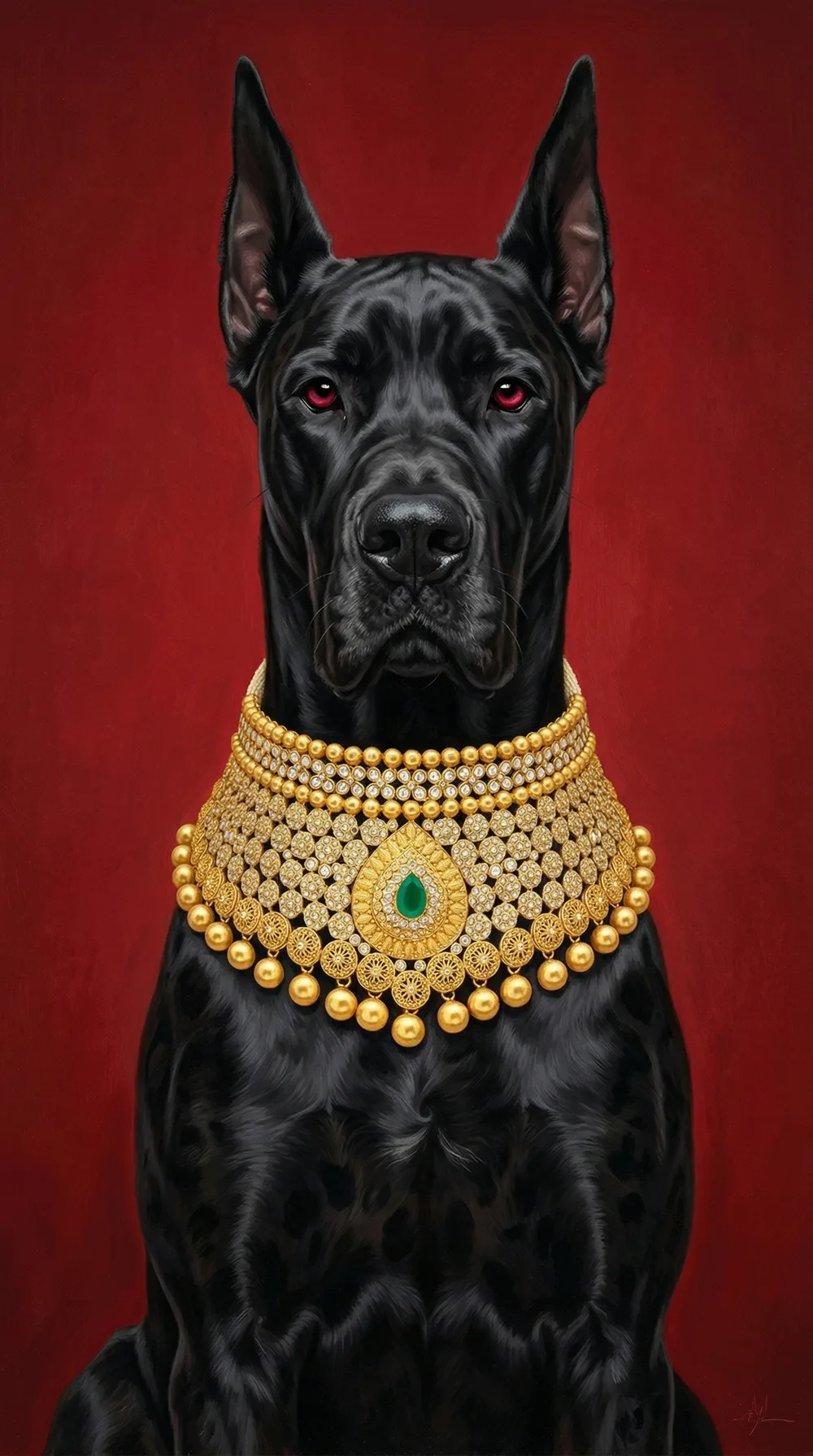 The guardian: Gold and emerald choker