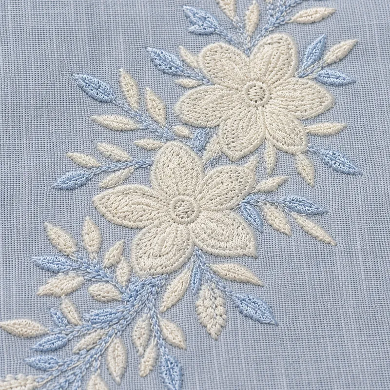 TOFY detail: Tonal floral embroidery