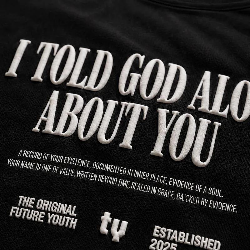 TOFY detail: Back-print typography