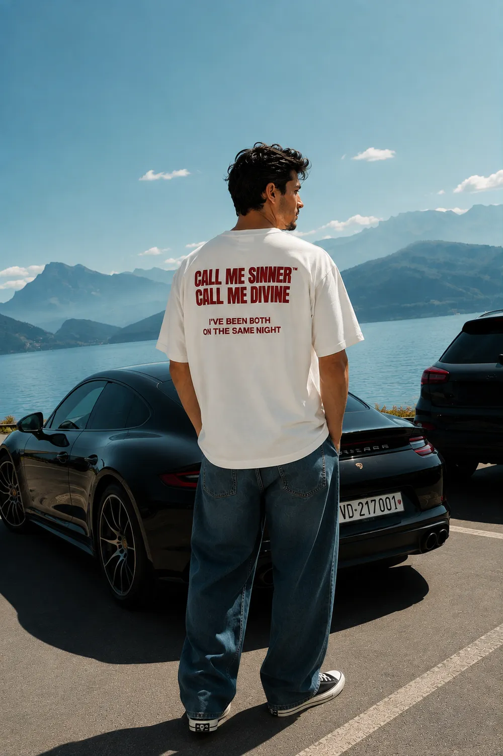Call Me Sinner back print by the lake
